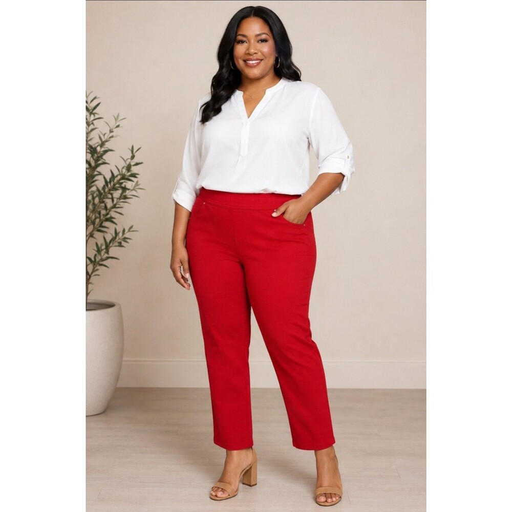 Kim Rogers Straight Leg Women's size 18S Red Denim jeans